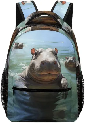 Backpacks Cute Hippos Travel Bag Laptop Backpack Casual Daypack for Weekender Business Hiking
