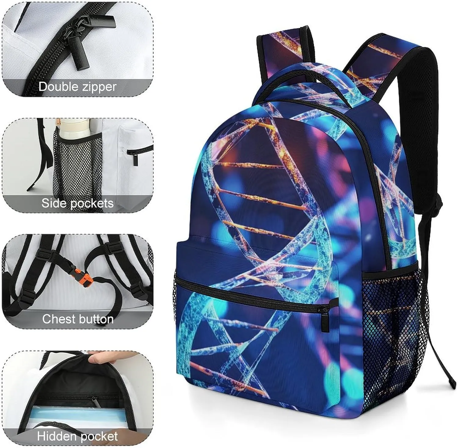 Backpacks DNA Genetic Helix Travel Bag Laptop Backpack Casual Daypack for Weekender Business Hiking