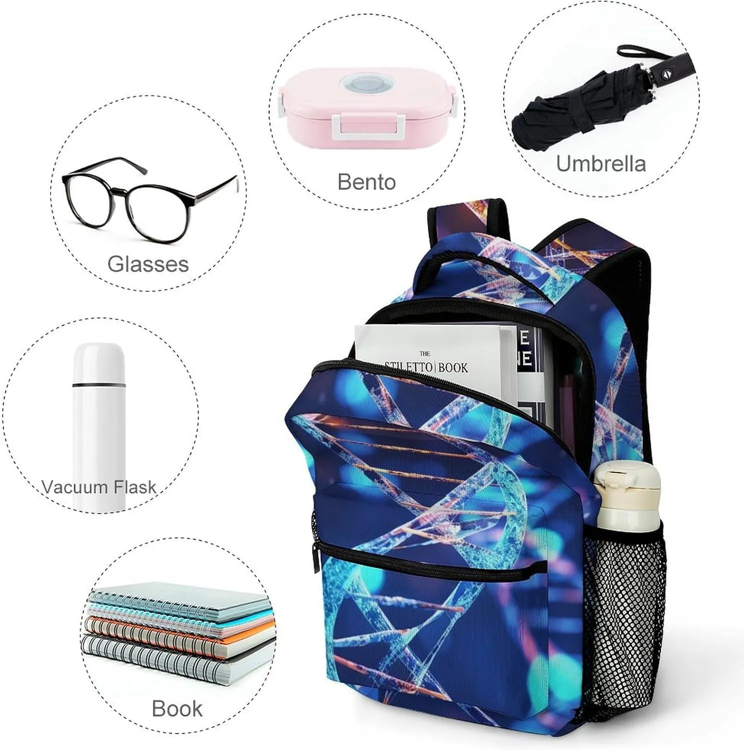 Backpacks DNA Genetic Helix Travel Bag Laptop Backpack Casual Daypack for Weekender Business Hiking