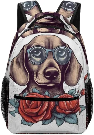 Backpacks Dog Wearing Glasses Travel Bag Laptop Backpack Casual Daypack for Weekender Business Hiking