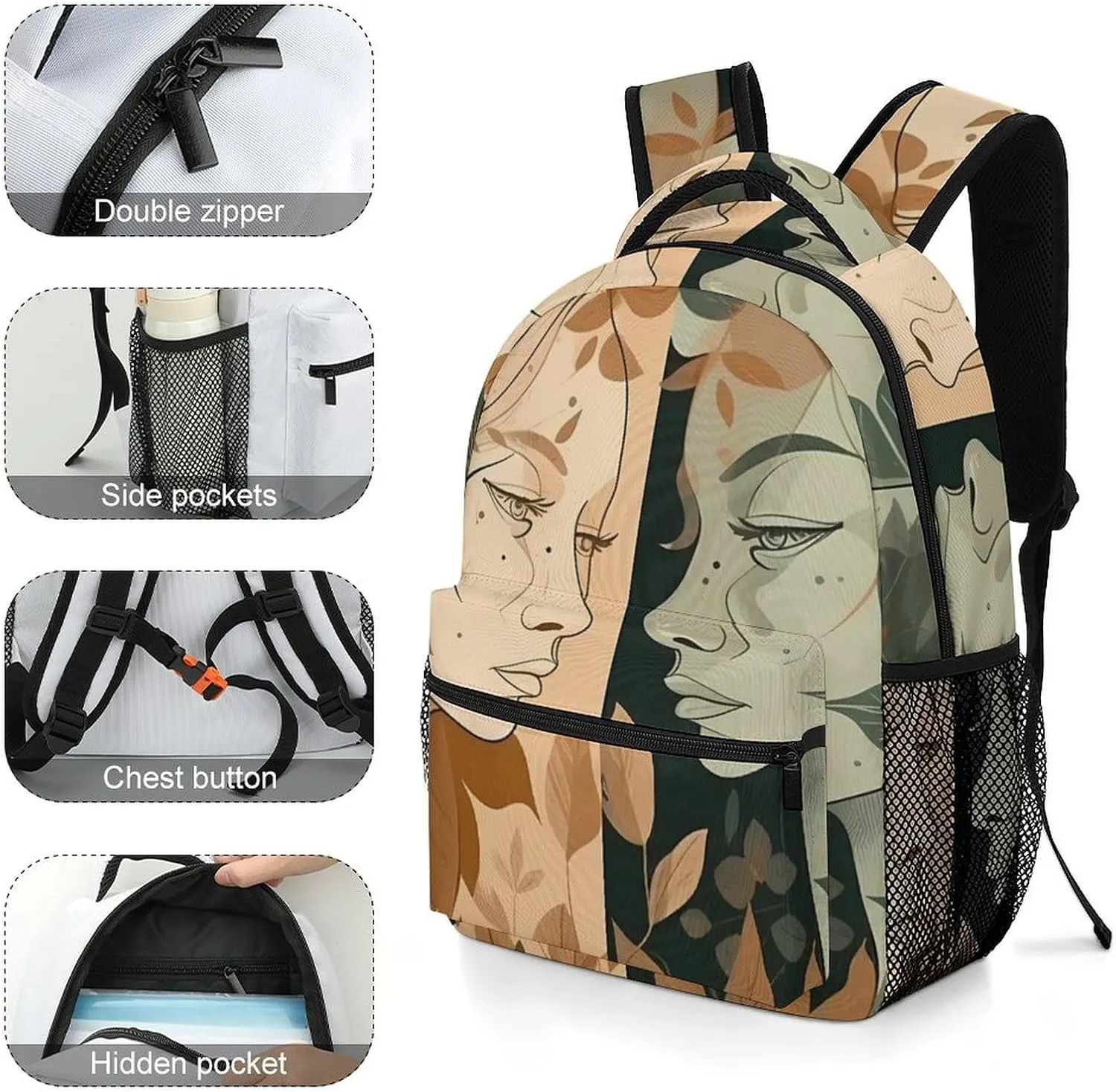 Backpacks Face to Face Travel Bag Laptop Backpack Casual Daypack for Weekender Business Hiking