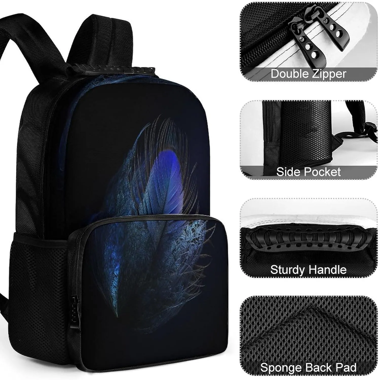 Backpacks Feather Pattern Travel Bag Business Work Laptop Backpack