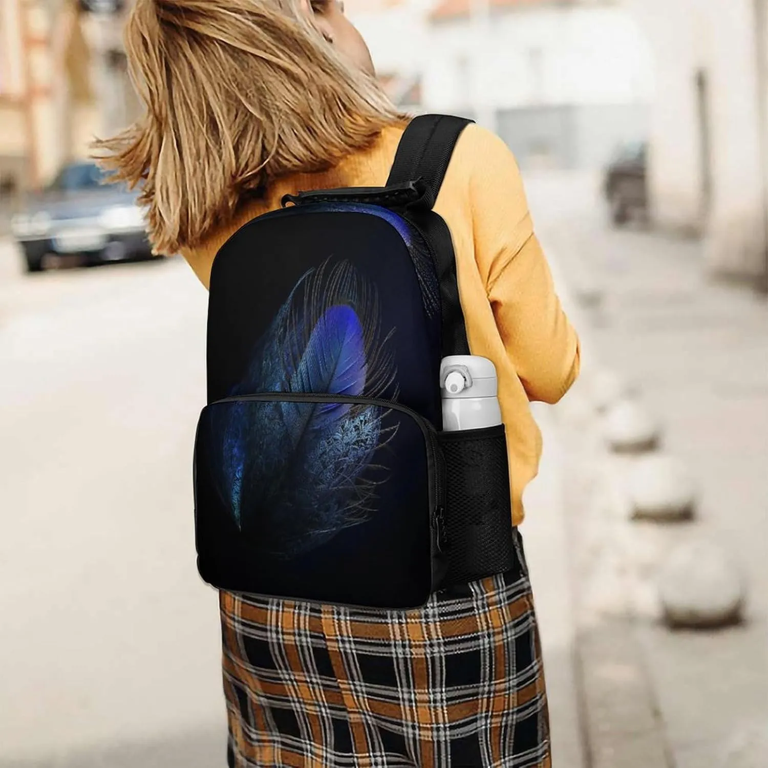 Backpacks Feather Pattern Travel Bag Business Work Laptop Backpack