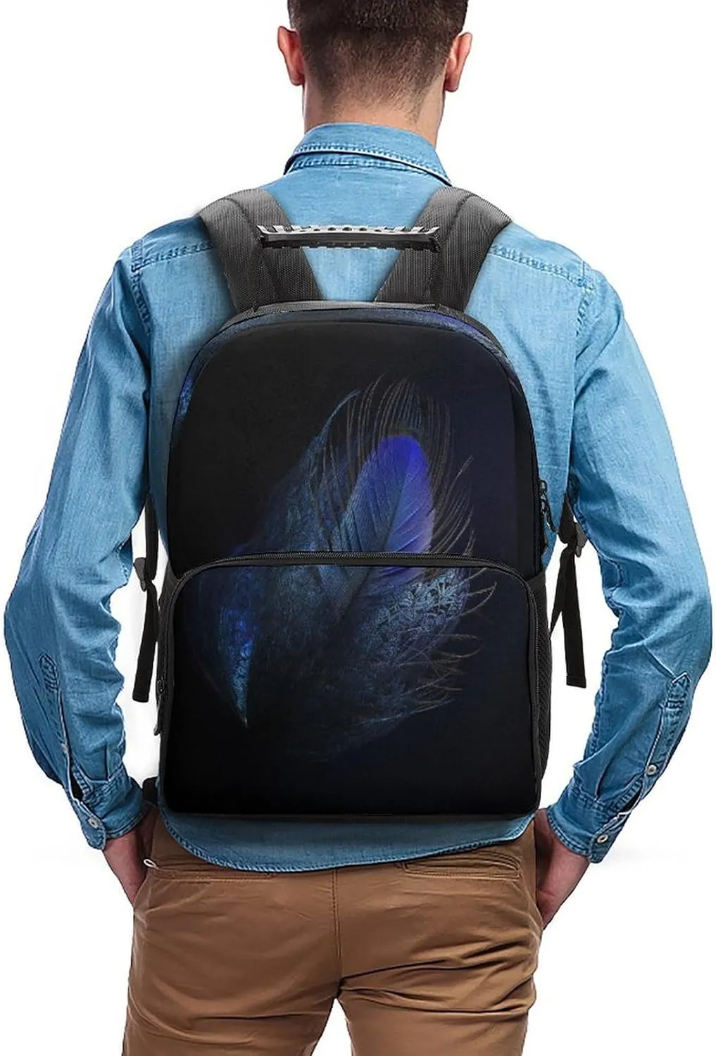 Backpacks Feather Pattern Travel Bag Business Work Laptop Backpack