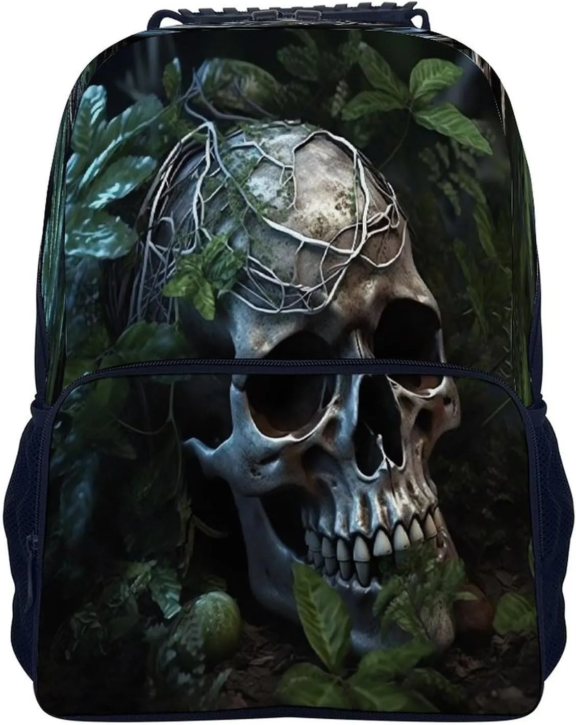Backpacks Green Leaves And Skull Travel Bag Business Work Laptop Backpack, 40x28x16cm