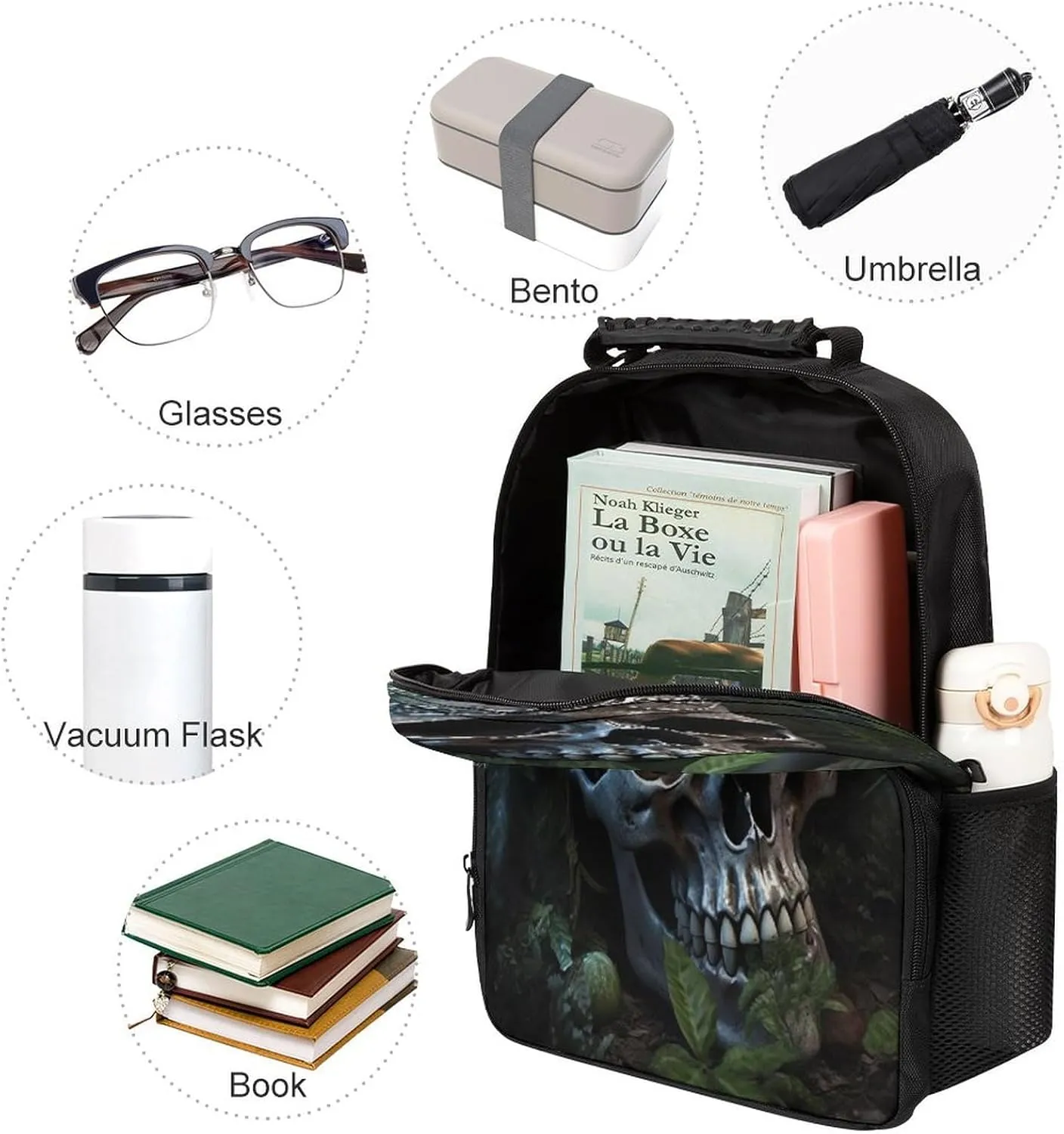 Backpacks Green Leaves And Skull Travel Bag Business Work Laptop Backpack, 40x28x16cm