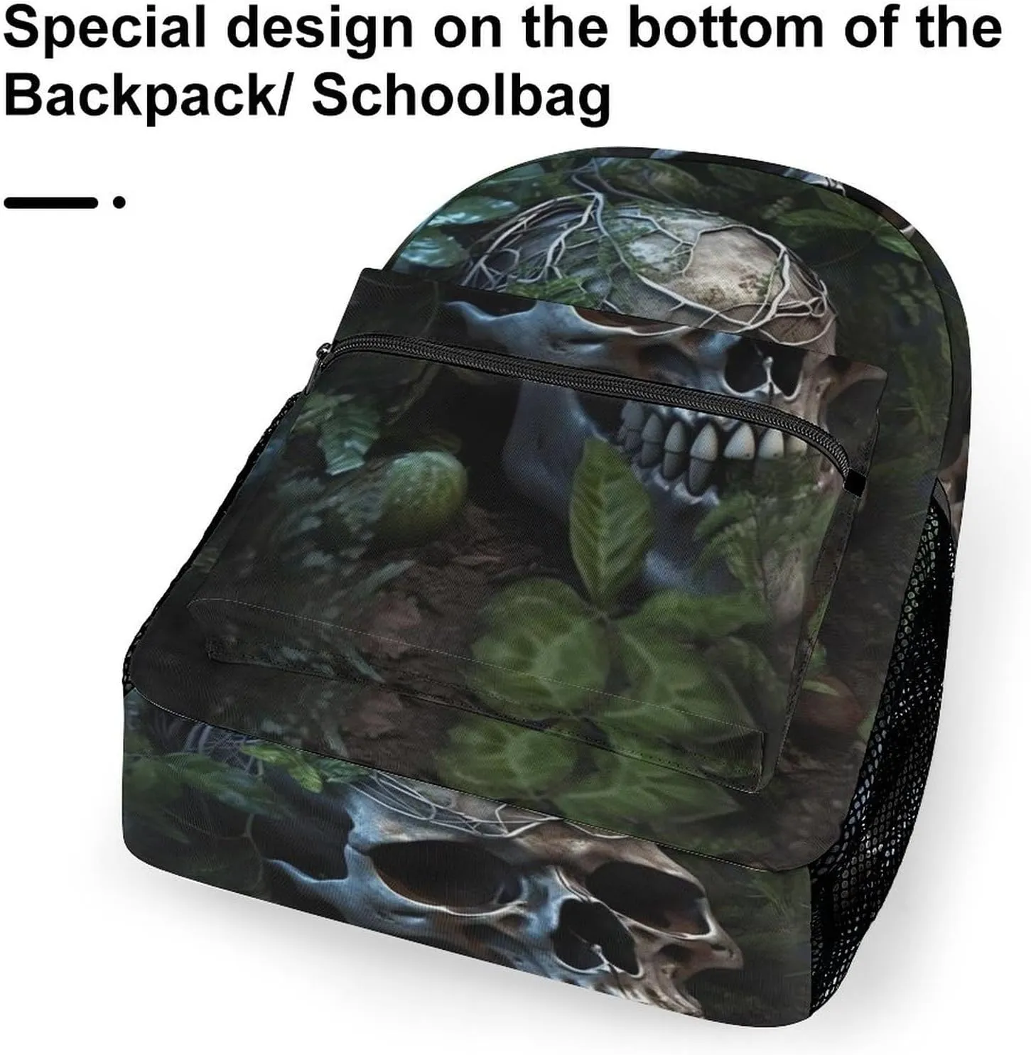 Backpacks Green Leaves And Skull Travel Bag Laptop Backpack Casual Daypack for Weekender Business Hiking
