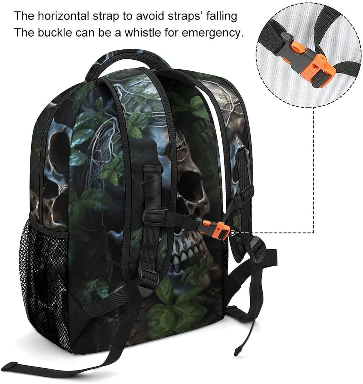 Backpacks Green Leaves And Skull Travel Bag Laptop Backpack Casual Daypack for Weekender Business Hiking