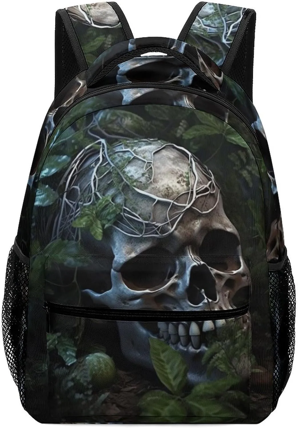 Backpacks Green Leaves And Skull Travel Bag Laptop Backpack Casual Daypack for Weekender Business Hiking