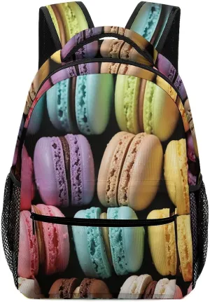 Backpacks Macaron Biscuit Flavored Pastries Travel Bag Laptop Backpack Casual Daypack for Weekender Business Hiking