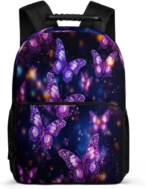Backpacks Purple Cute Butterfly Print Travel Bag Business Work Laptop Backpack