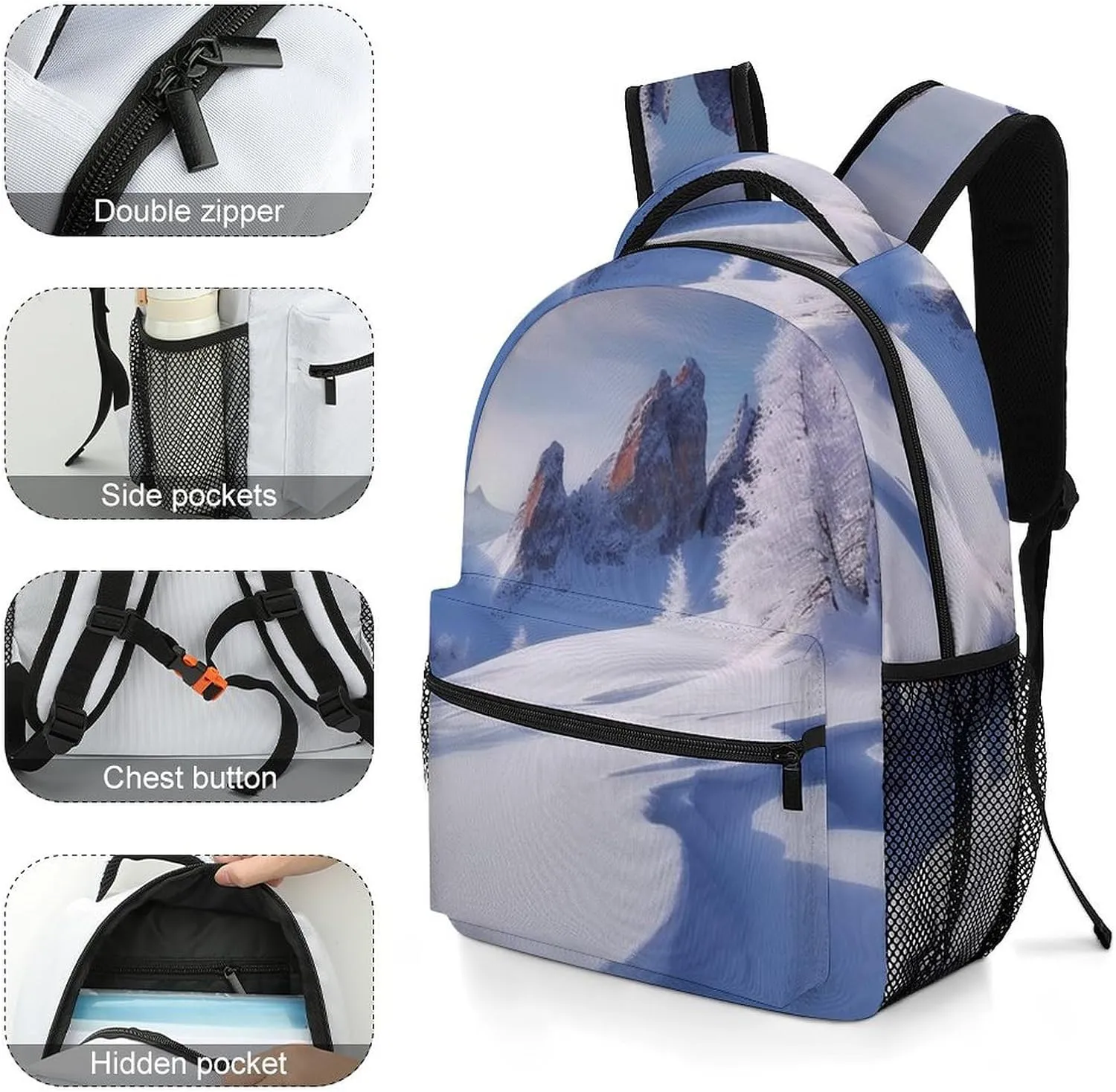 Backpacks Snow Landscape Travel Bag Laptop Backpack Casual Daypack for Weekender Business Hiking