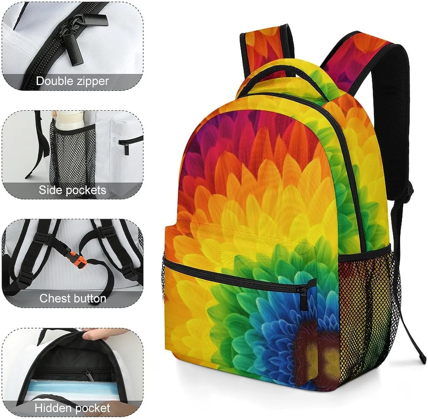 Backpacks Sunflower Rainbow Travel Bag Laptop Backpack Casual Daypack for Weekender Business Hiking