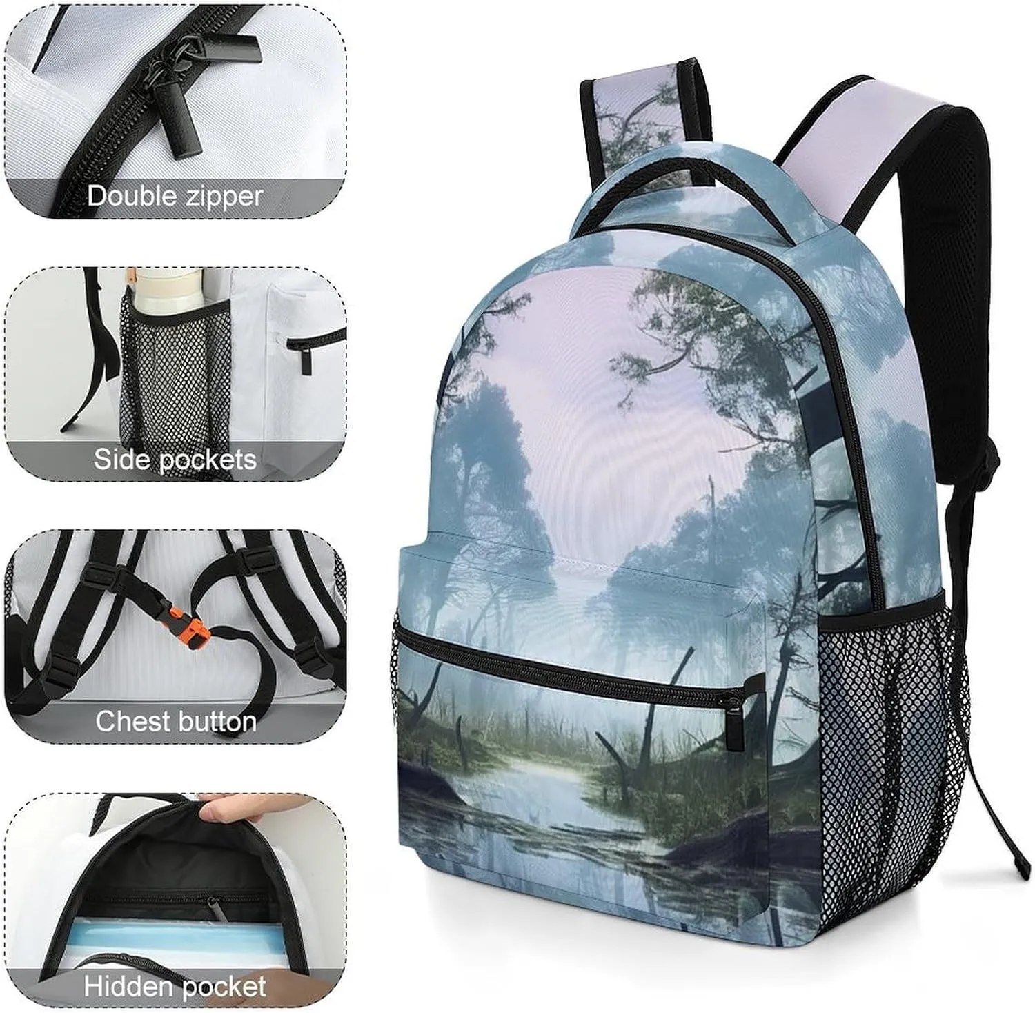 Backpacks Swamp Landscape Travel Bag Laptop Backpack Casual Daypack for Weekender Business Hiking