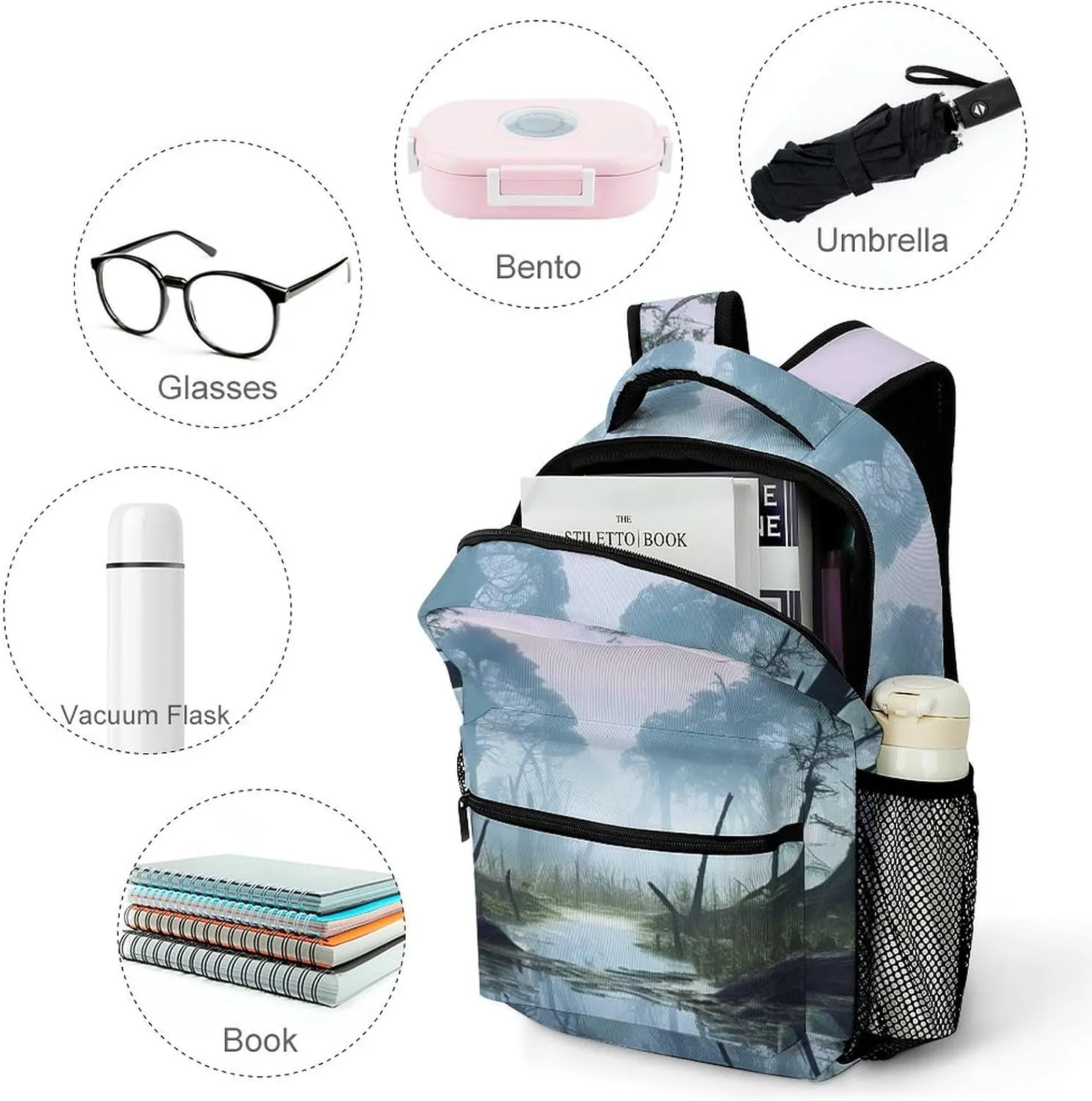 Backpacks Swamp Landscape Travel Bag Laptop Backpack Casual Daypack for Weekender Business Hiking