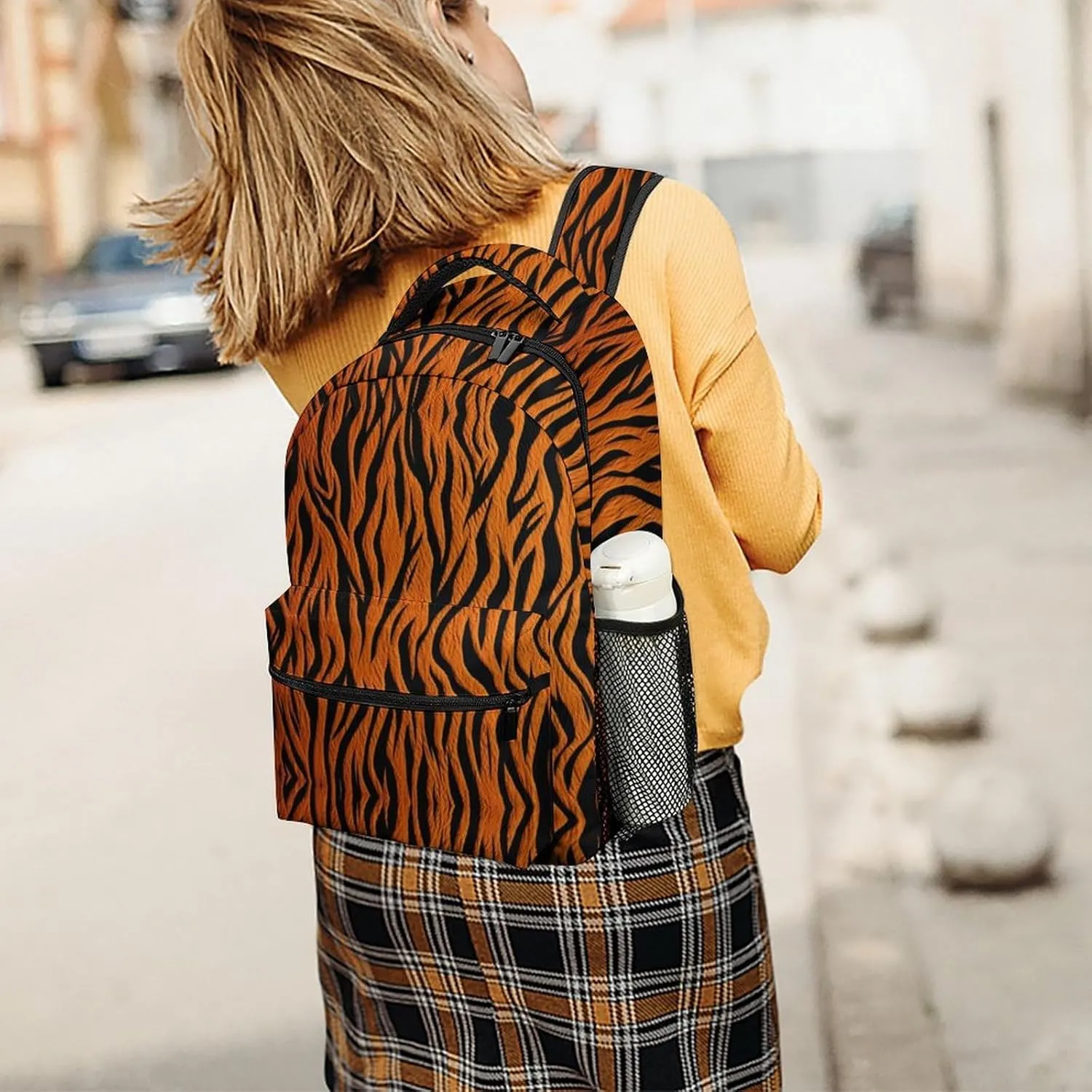 Backpacks Tiger Stripes Orange Travel Bag Laptop Backpack Casual Daypack for Weekender Business Hiking