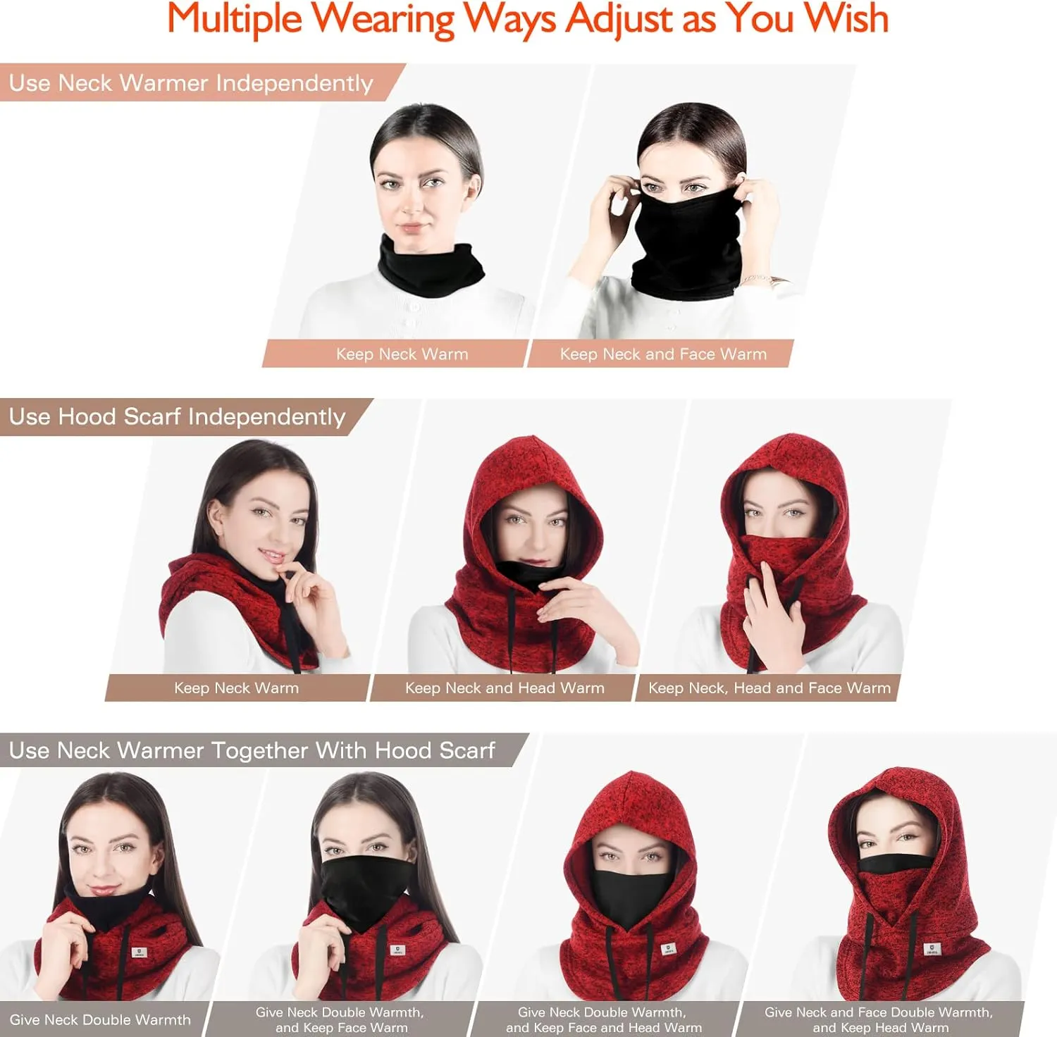 Balaclava Winter Hat Facial Neck Warmer Mask, Sporty Street Fashion Skiing