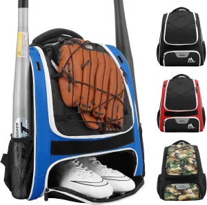 Baseball Bag-Baseball Backpack Holder for Baseball, Large Main Compartment,Softball Tball& Gear for Youth and Adults