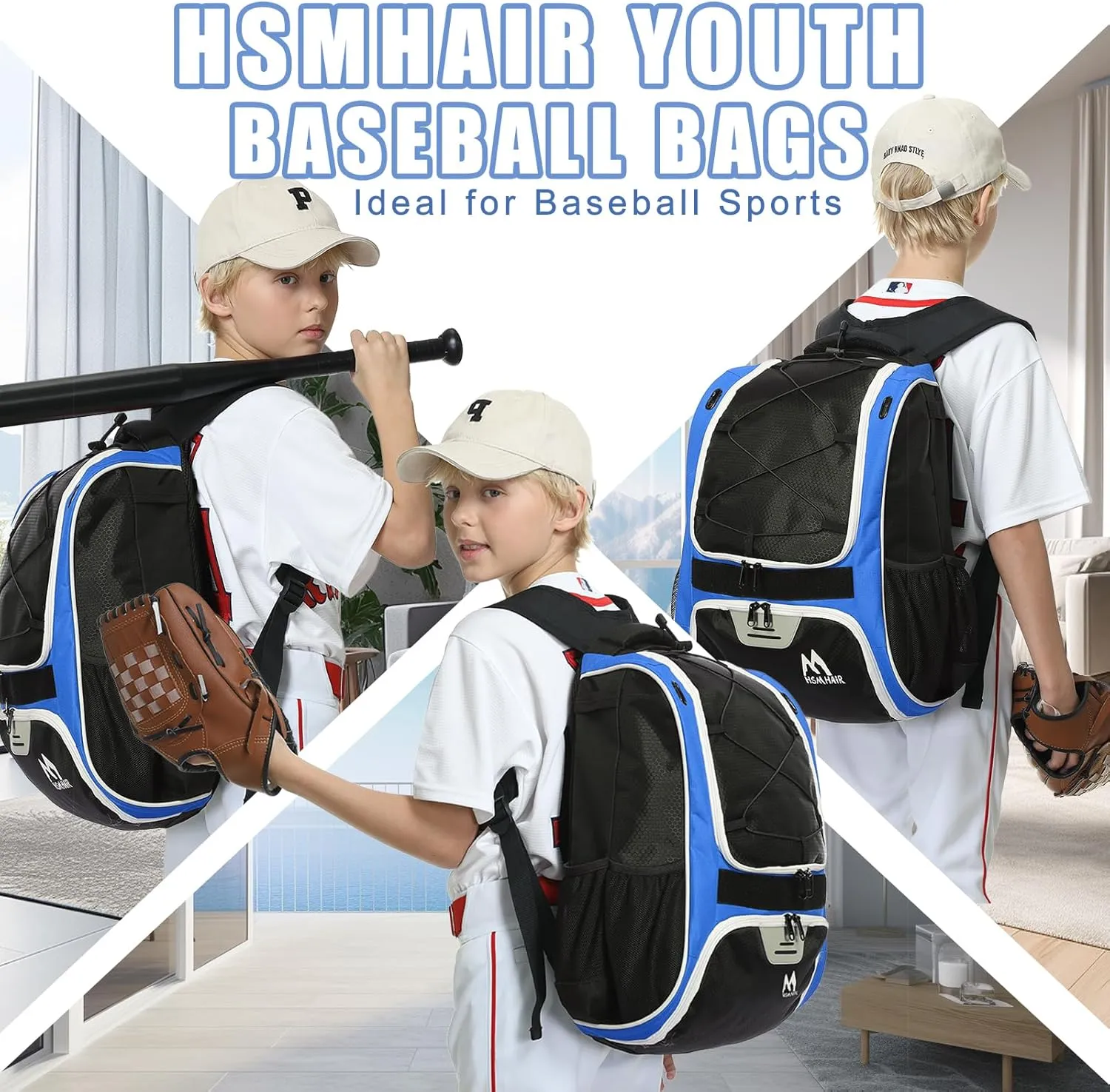 Baseball Bag-Baseball Backpack Holder for Baseball, Large Main Compartment,Softball Tball& Gear for Youth and Adults