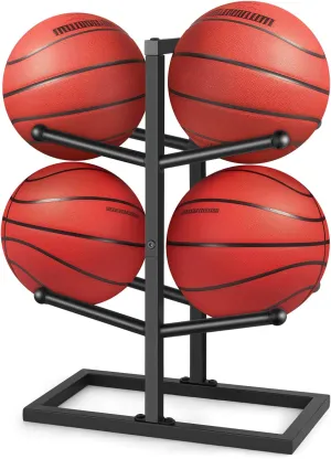 Basketball Rack, Basketball Racks for Balls, Metal Ball Racks for Basketballs Soccer Volleyball Organizers Storage Rack (Black)