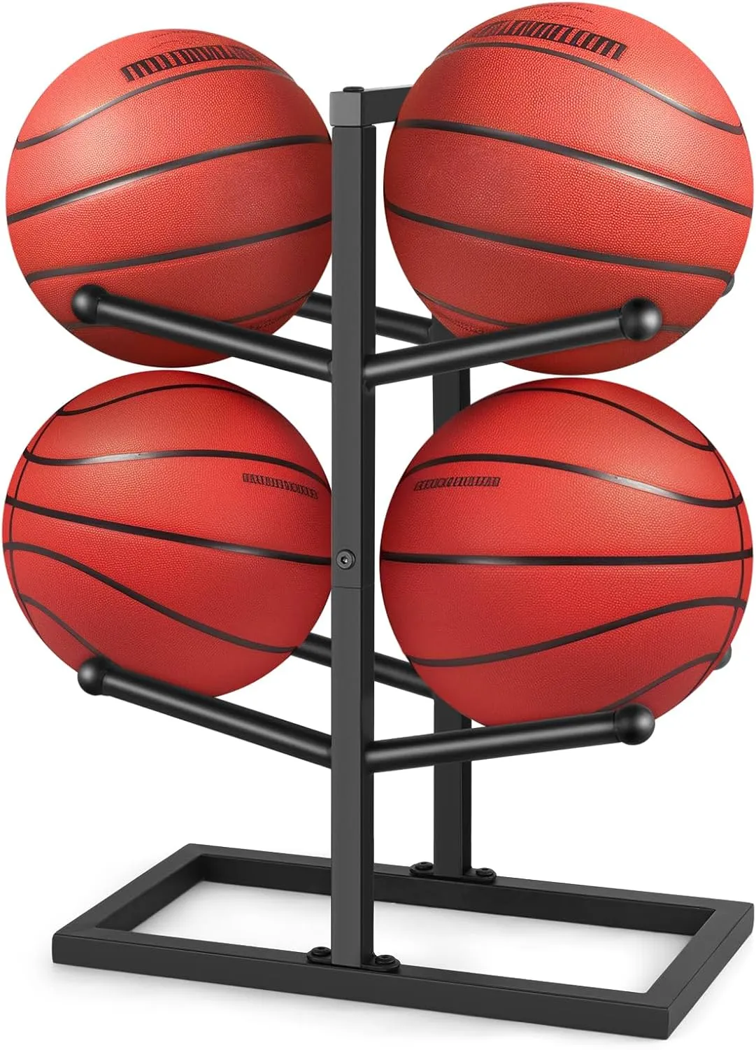 Basketball Rack, Basketball Racks for Balls, Metal Ball Racks for Basketballs Soccer Volleyball Organizers Storage Rack (Black)