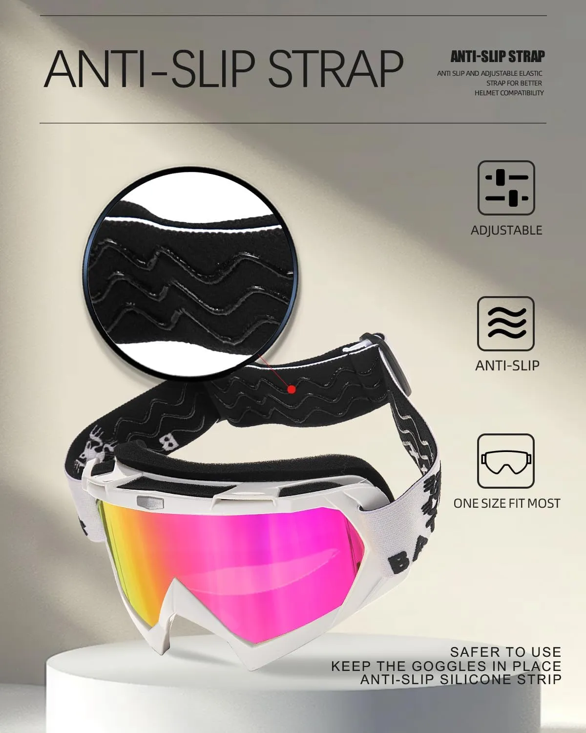 BATFOX Dirt Bike ATV Goggles Motorcycle Gear Riding Motocross Dirtbike 4-Wheeler MX DH Accessories Goggles Glasses for Men Women Youth UV400 Protection Dust-proof Anti-Slip Strap
