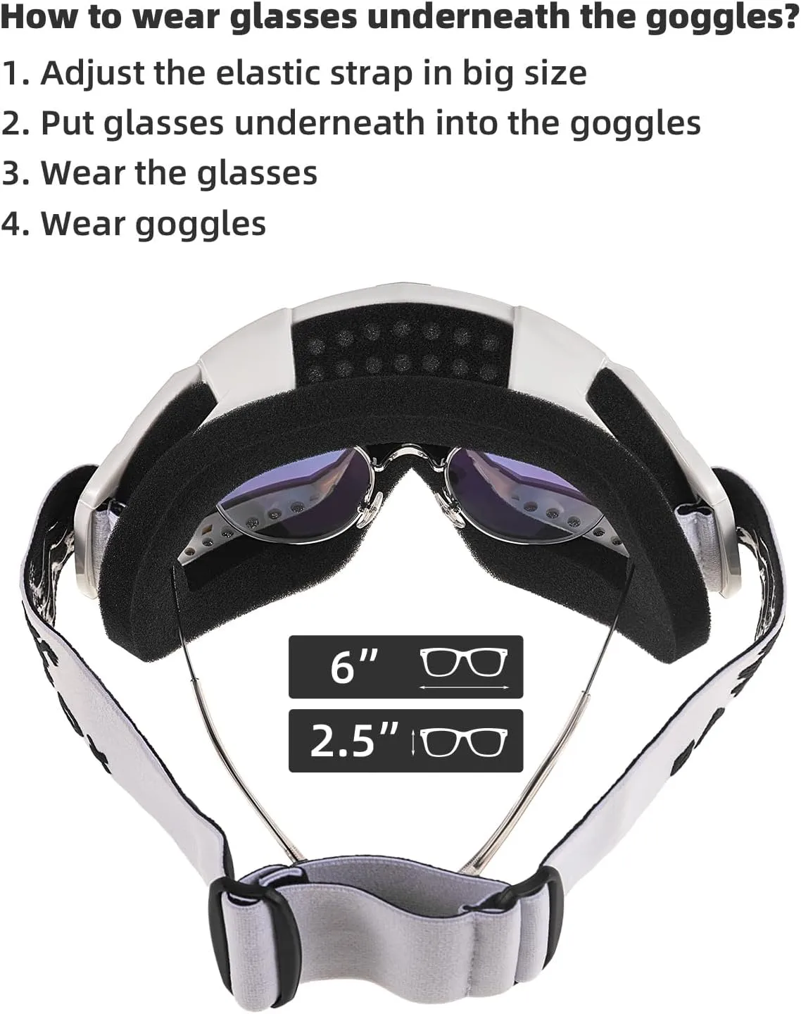 BATFOX Dirt Bike ATV Goggles Motorcycle Gear Riding Motocross Dirtbike 4-Wheeler MX DH Accessories Goggles Glasses for Men Women Youth UV400 Protection Dust-proof Anti-Slip Strap