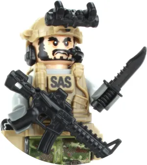 Battle Brick 1.6 Inches Tall Modern British SAS Commando Custom Minifigure | Genuine Military Minifig | Camo Printed in USA | Great Gift for Ages 10  to Adult AFOL