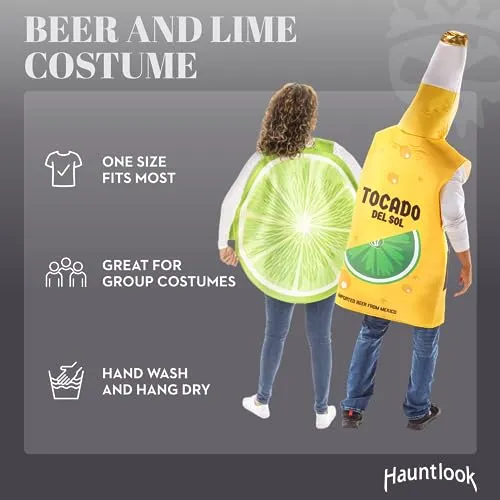 Beer & Lime Halloween Couples Costume - Funny Food Fruit Adult Bodysuit