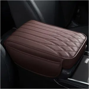 BESULEN Car Center Console Cover with Side Pockets, Auto Waterproof Memory Foam Leather Armrest Pad Cushion Covering Middle Consoles Protector, Interior Accessories for Vehicle, SUV, Truck (Coffee)