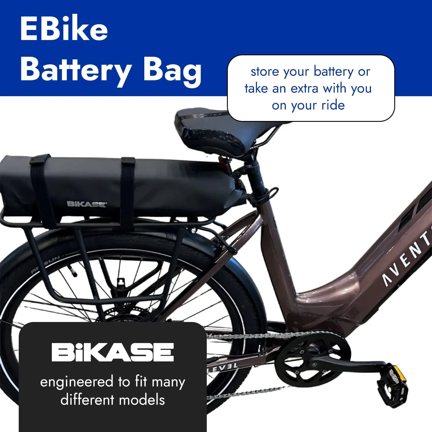 BiKase EBike Battery Bag - Mountable Battery Storage Bag, Waterproof & Fire Resistant, Lithium Ion Battery Storage for Camping or Long-Distance Biking, Fits Most Batteries