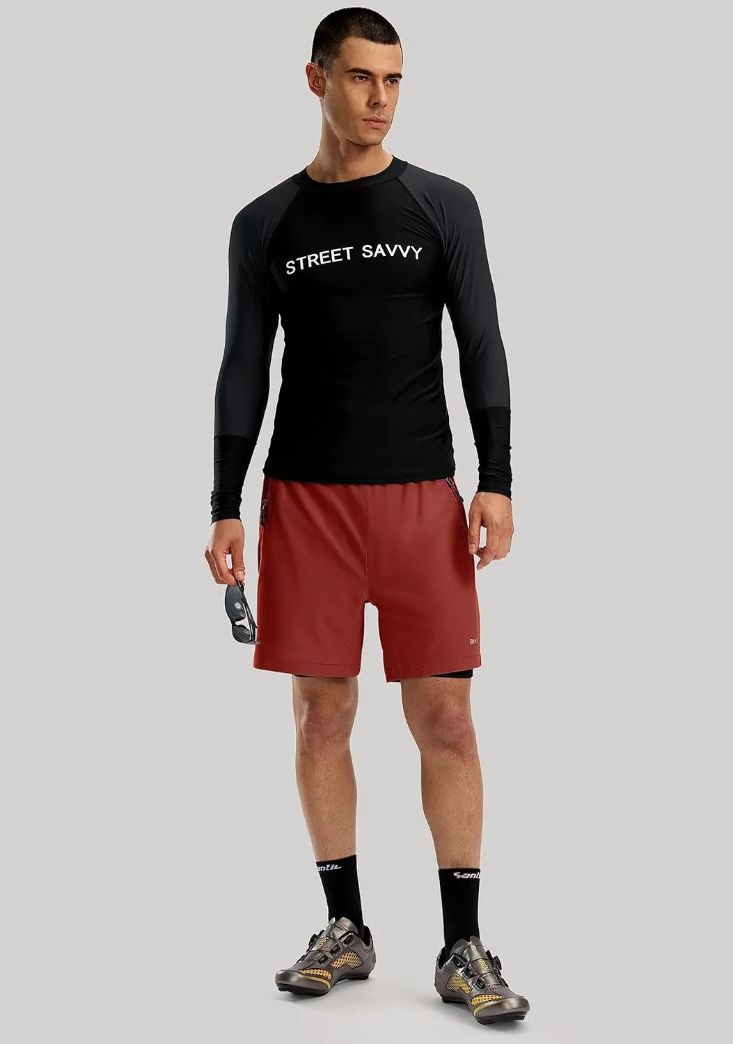 Bikewa Men's Mountain Bike Shorts 3D Padded Loose-fit Riding Biking Cycling Bicycle Biker Shorts for Men Zipper Pockets