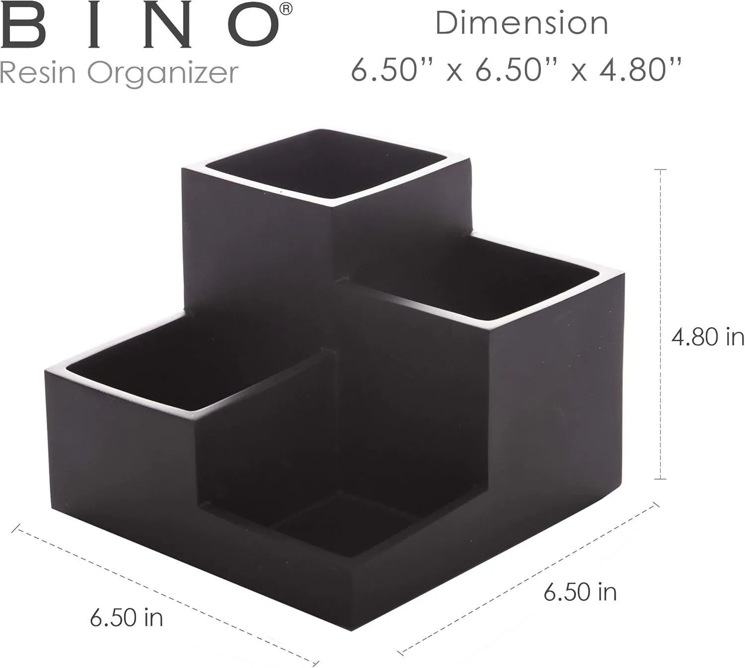 BINO | Multi Purpose 4 Compartment Organizer - Make up Organizer for Vanity - Makeup Holders for Bathroom - Toiletry Countertop - Toothbrush and Bathroom Accessories Holder - Matte Black