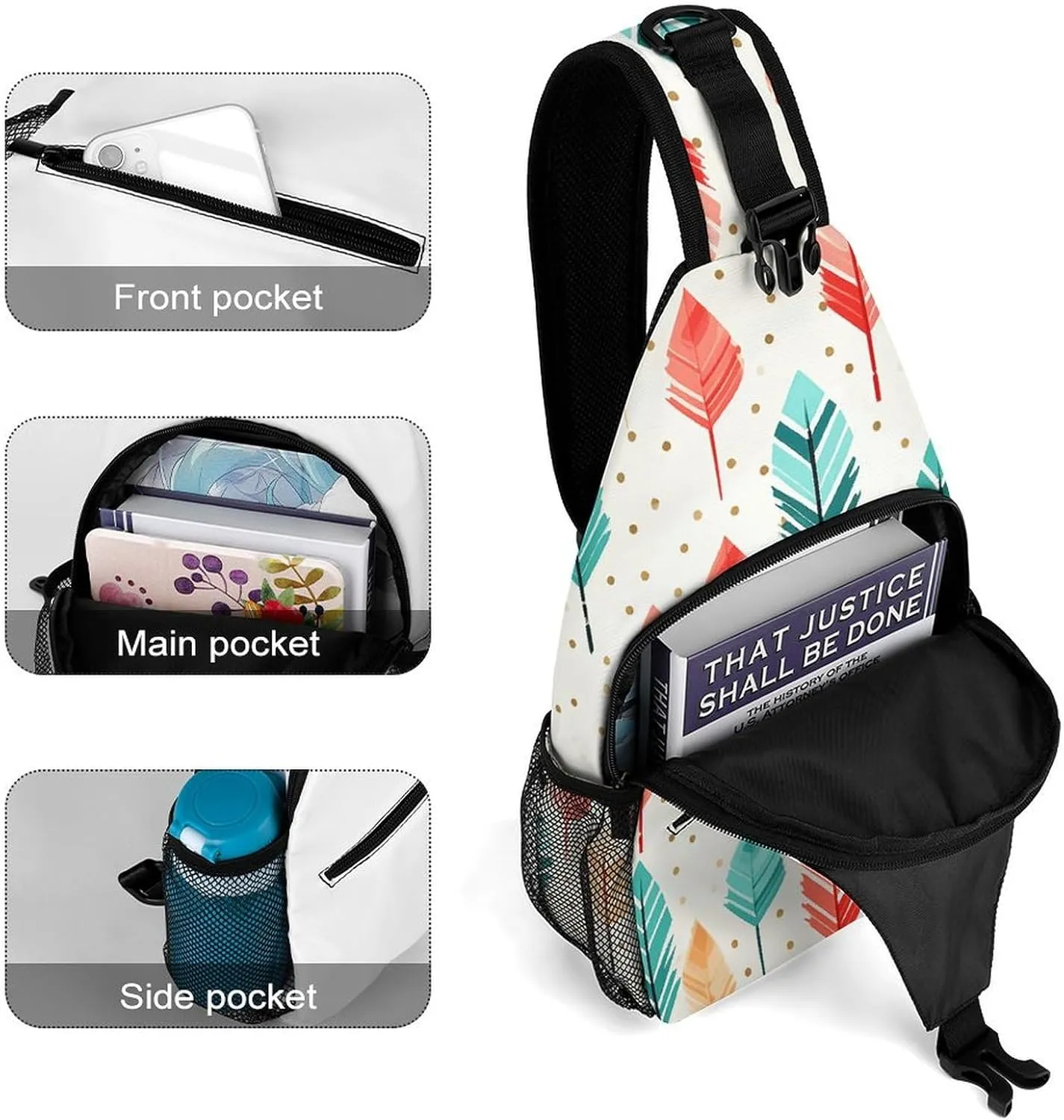Blue Water Ripples Crossbody Bag, Sling Bag, Sling Backpack, Belt Bags for Travel Outdoors Hiking