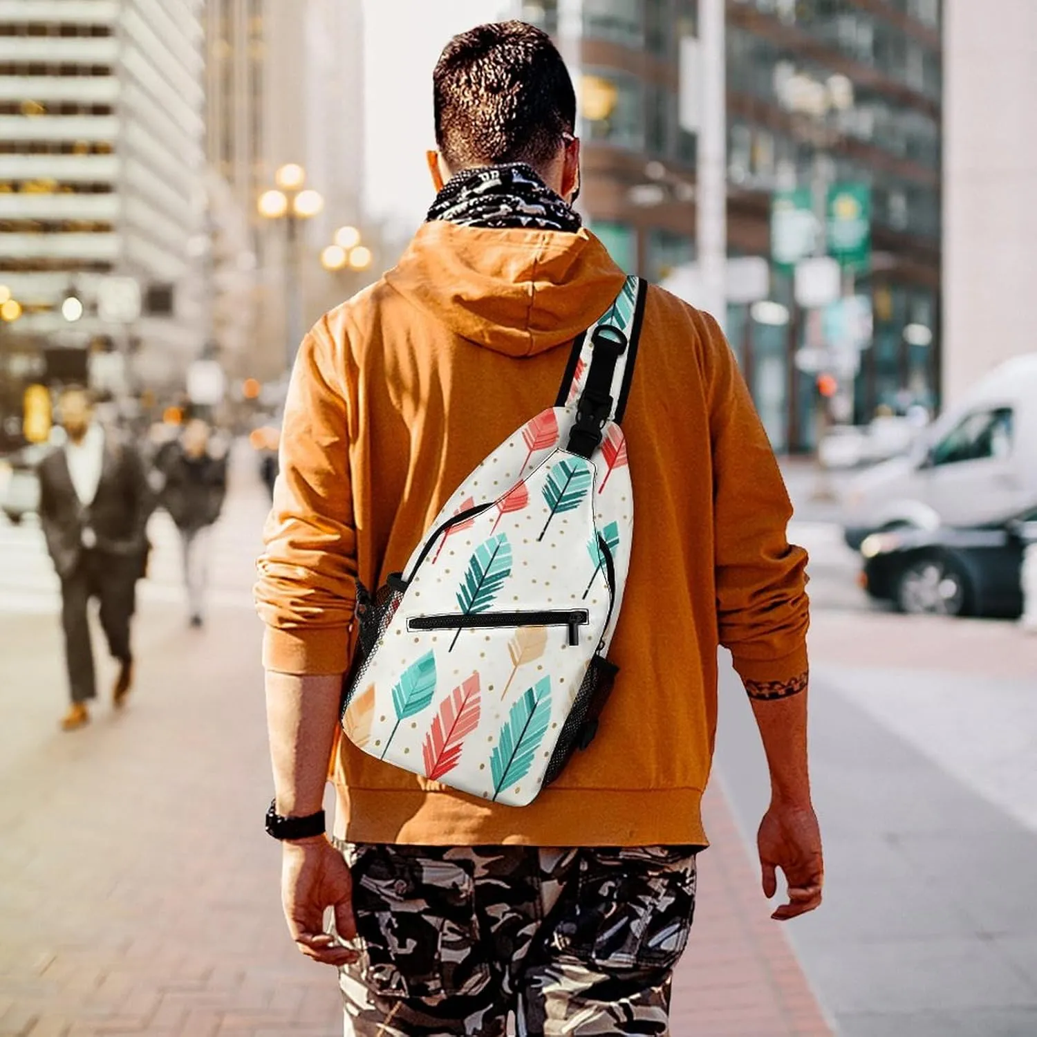 Blue Water Ripples Crossbody Bag, Sling Bag, Sling Backpack, Belt Bags for Travel Outdoors Hiking