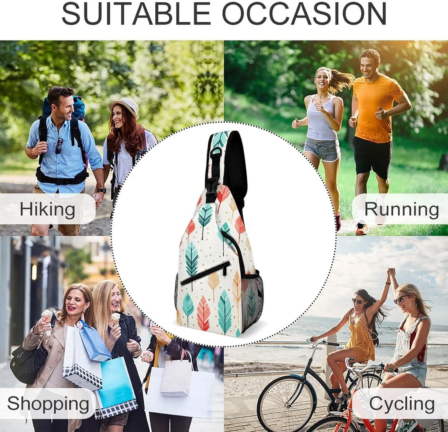 Blue Water Ripples Crossbody Bag, Sling Bag, Sling Backpack, Belt Bags for Travel Outdoors Hiking