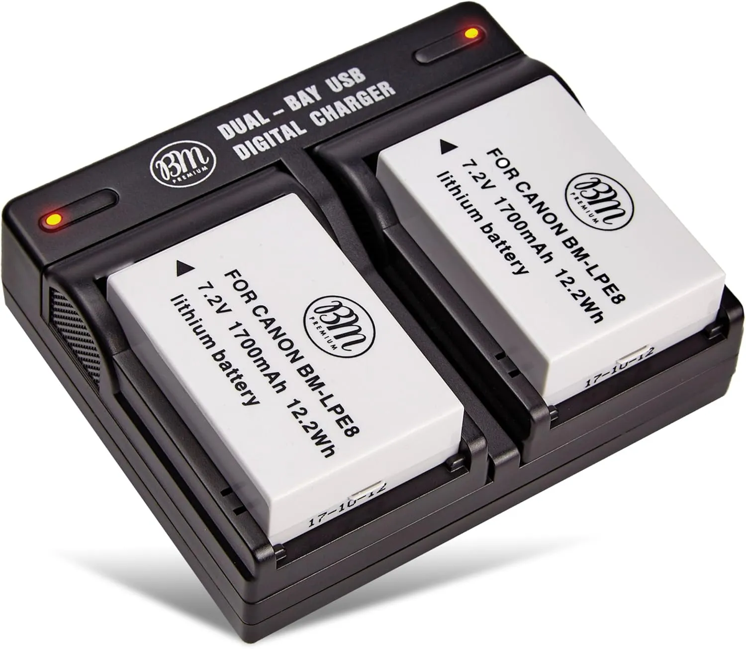 BM Premium 2-Pack LP-E8 Batteries and Dual Battery Charger Kit for Canon EOS Rebel T2i, T3i, T4i, T5i, EOS 550D, 600D, 650D, 700D DSLR Digital Camera