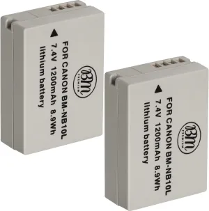BM Premium (2 Pack NB-10L Battery for Canon PowerShot G1 X, G3-X, G15, G16, SX40 HS, SX50 HS, SX60 HS Digital Camera