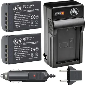 BM Premium 2 Pack of BLX-1 High Capacity Batteries and Battery Charger for Olympus OM System OM-1, OM-1 Mark II, OM-3, HLD-10 Cameras