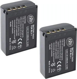 BM Premium 2 Pack of BLX-1 High Capacity Batteries for Olympus OM System OM-1, OM-1 Mark II, OM-3, HLD-10 Cameras