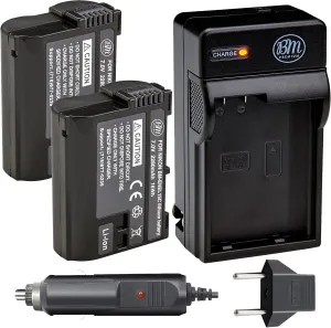 BM Premium 2 Pack of EN-EL15C High Capacity Batteries and Charger for Nikon Zf, Z5, Z6, Z6 II, Z7, Z7II, Z8, D780, D850, D7500, D500, D600, D610, D750, D800, D810, D7000, D7100, D7200 Camera