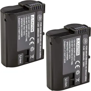 BM Premium 2 Pack of EN-EL15C High Capacity Batteries for Nikon Zf, Z5, Z6, Z6 II, Z7, Z8, Z7II, D780, D850, D7500, 1 V1, D500, D600, D610, D750, D800, D810, D810A, D7000, D7100, D7200 Cameras