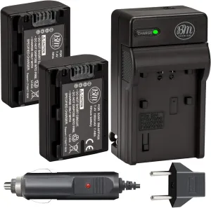 BM Premium 2-Pack of NP-FH50 Batteries and Battery Charger for Sony CyberShot DSC-HX100V DSC-HX200V Digital Camera