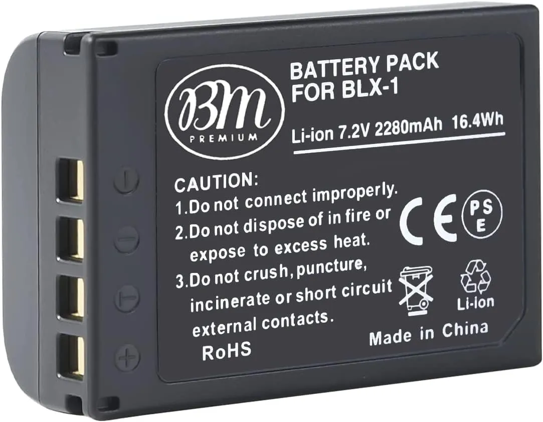 BM Premium BLX-1 High Capacity Battery for Olympus OM System OM-1, OM-1 Mark II, OM-3, HLD-10 Cameras