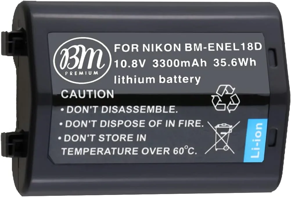 BM Premium EN-EL18D Battery for Nikon Z9, D4, D4S, D5, D6 Digital SLR Cameras and Compatible with Nikon MB-D12, MB-D17, MB-D18 Battery Grips
