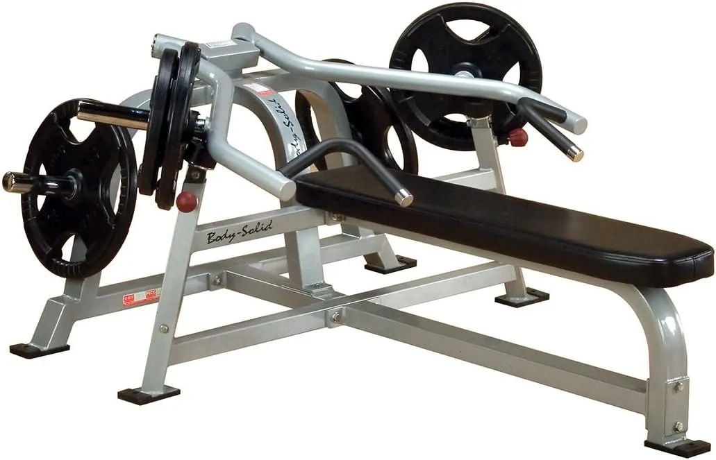 Body-Solid Pro Clubline (LVSP) Leverage Shoulder Press Machine - Adjustable Gas-Assisted Arms, Converging Movement, Independent Unilateral Action, Sealed Bearings, Weight Plate Storage