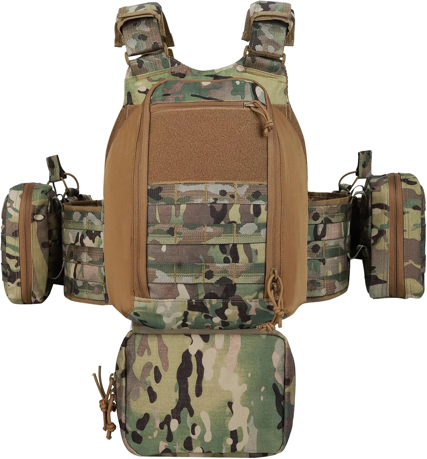 BOMTURN Great Tactical Outdoor Vest for Men Quick Release Buckle Adjustable&Detachable Modular Molle Vest