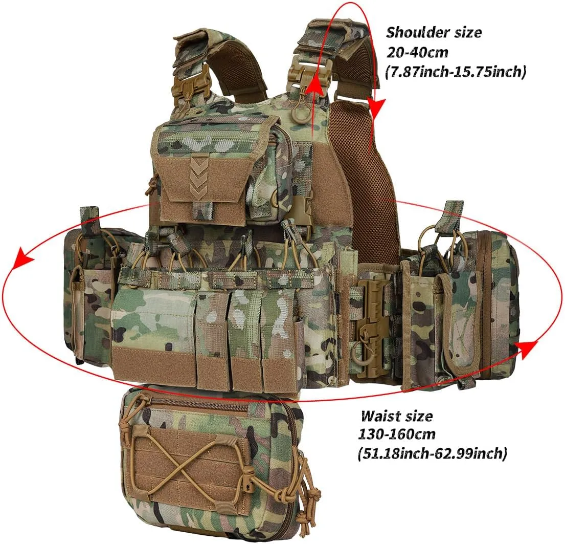 BOMTURN Great Tactical Outdoor Vest for Men Quick Release Buckle Adjustable&Detachable Modular Molle Vest