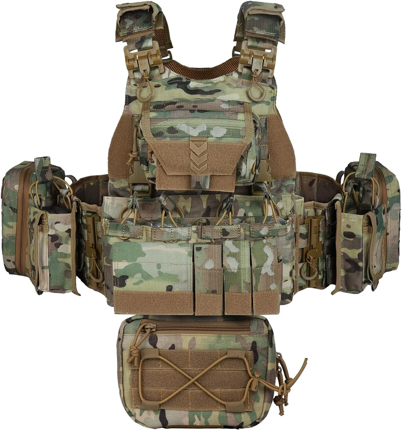 BOMTURN Great Tactical Outdoor Vest for Men Quick Release Buckle Adjustable&Detachable Modular Molle Vest