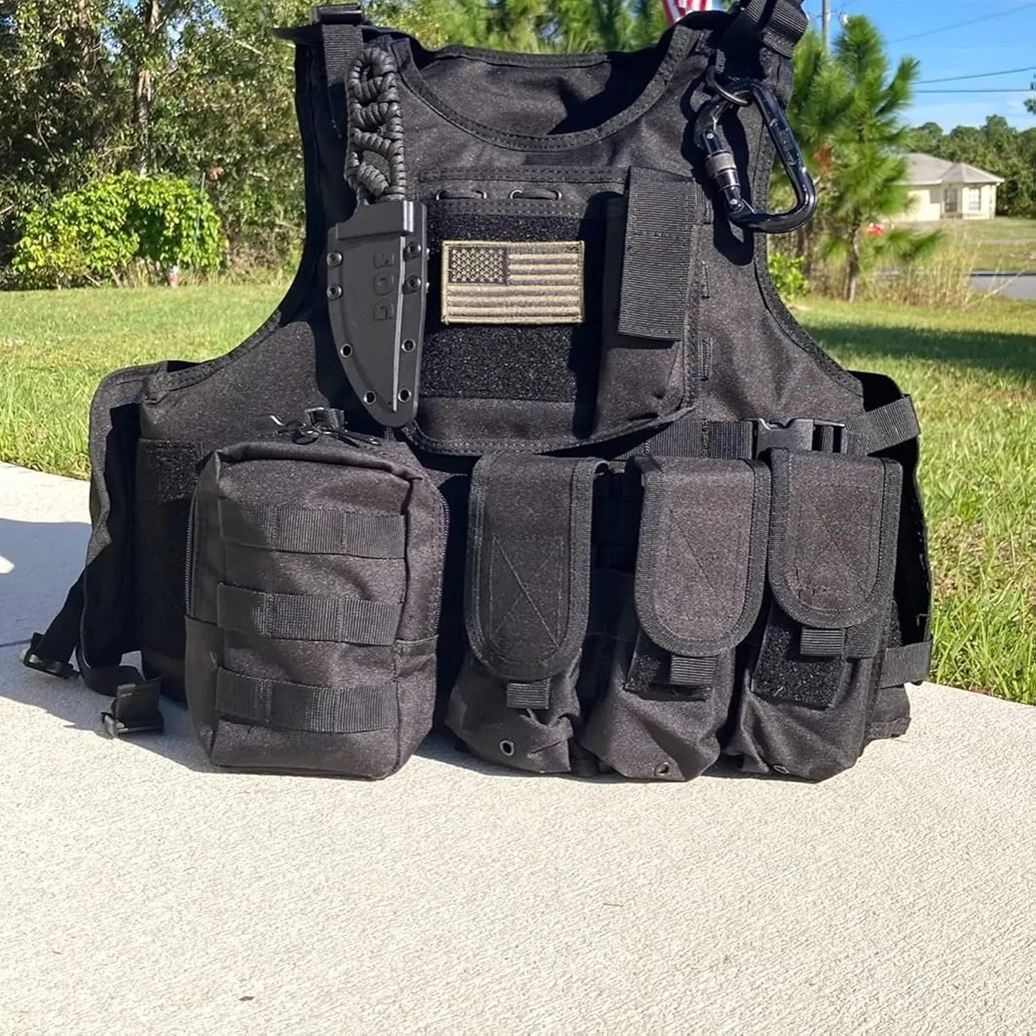 BOMTURN Tactical Airsoft Vest Upgrade Adjustable Modular Paintball Vest Outdoor Fit Adult